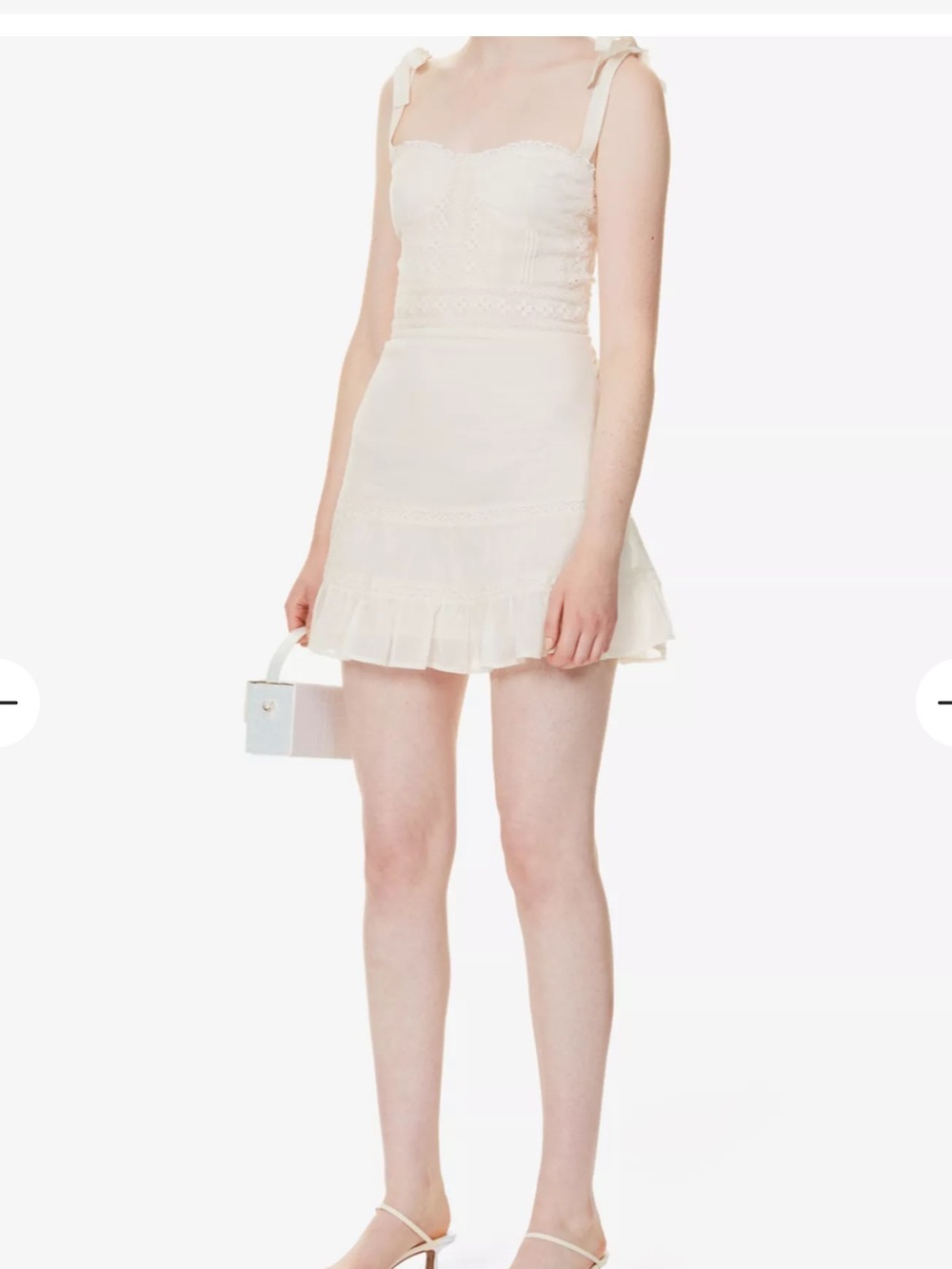 Reformation White Tie-Shoulder Eyelet Mini Dress - Picture 3 of 9